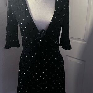 Free People All Yours Mini Black Polka Dot Dress